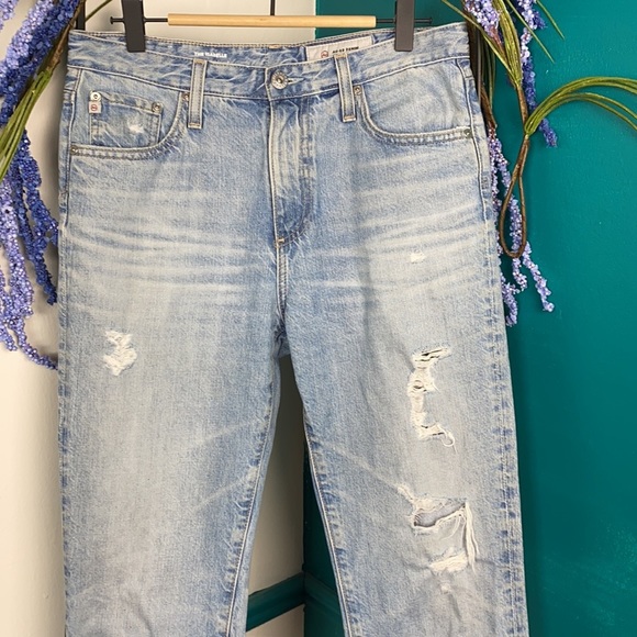 AG-ED denim The Isabelle high rise straight crop distressed light wash j… - Picture 7 of 13